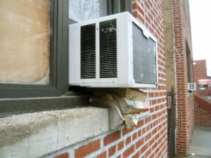 AC window unit support system, side