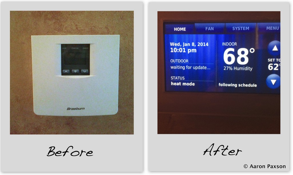 Turn you old thermostat to a programmable thermostat.